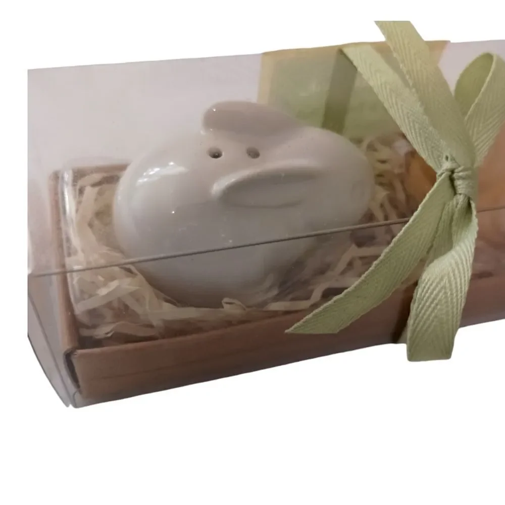 Hallmark Bunny‎ Chick Salt Pepper Shakers NEW Spring Easter Ceramic Rabbit Peep.